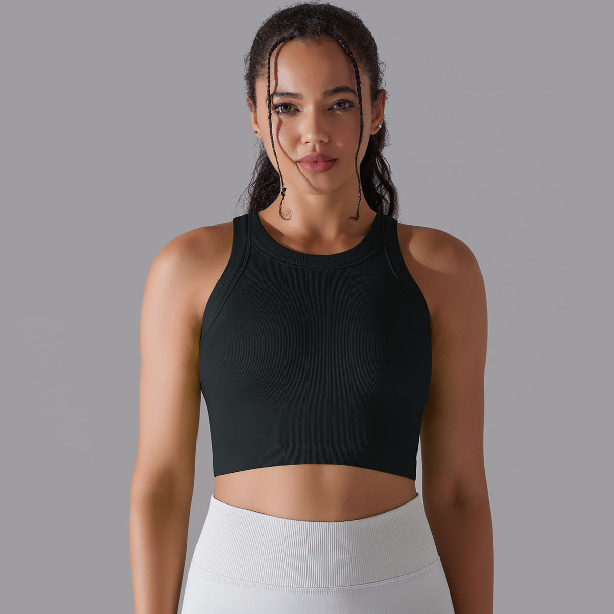 قميص رياضي نسائي بدون أكمام محبوك سلس | Women's Sleeveless Vest Running Fitness Seamless Knitted Sports Top