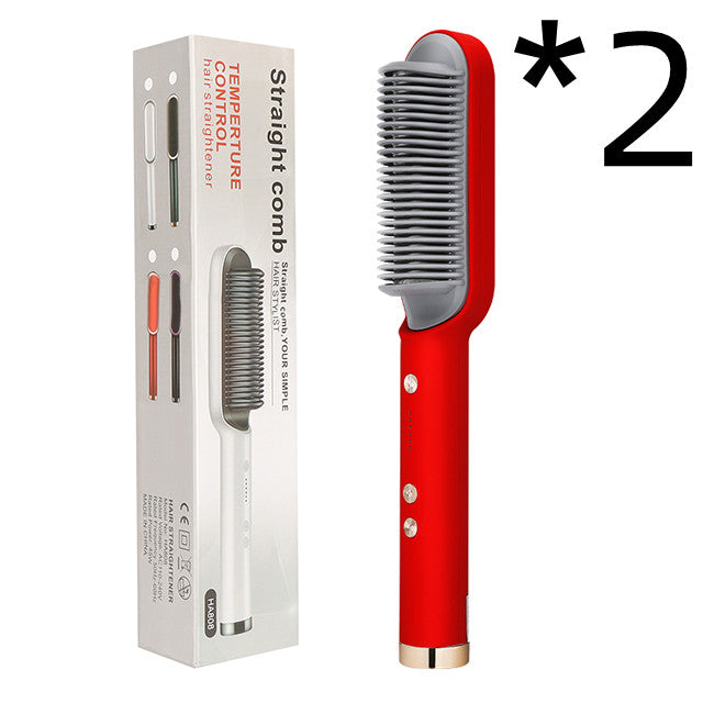 مكواة شعر 2 في 1 مع تجعيد | New 2 In 1 Hair Straightener Hot Comb Curling Tong Electric Hair Brush