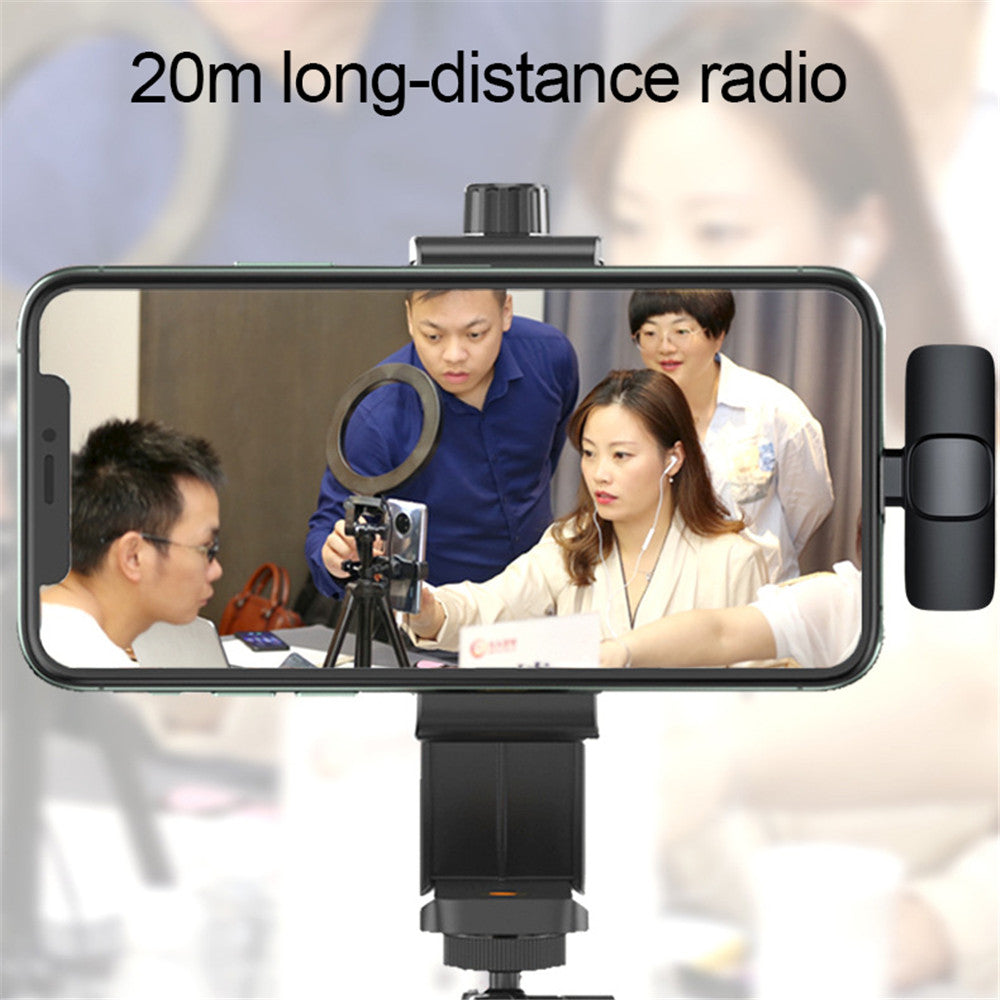 ميكروفون لافالير لاسلكي محمول للتسجيل الصوتي والمرئي | Wireless Lavalier Microphone Portable Audio Video Recording Mini Mic