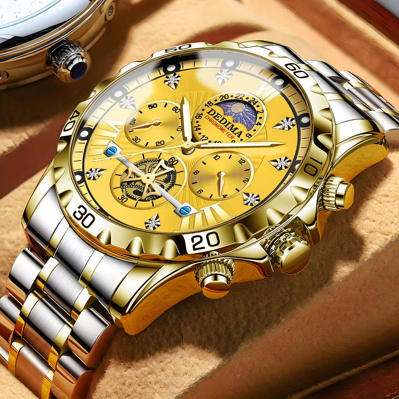 ساعة كوارتز مضيئة مقاومة للماء بعجلة طيارة لرجال الأعمال | Business Luminous Waterproof Flywheel Quartz Watch