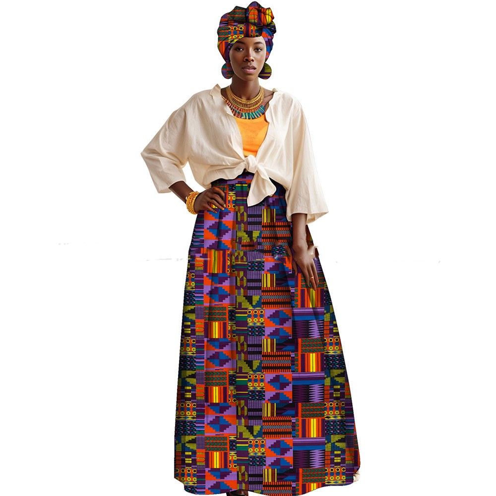 تنورة بطبعة أفريقية بجيوب | African-print A-line Skirt With Pockets