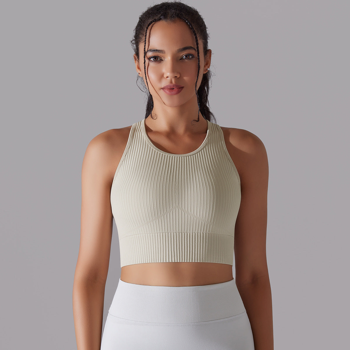 صدرية يوغا محبوكة سلسة بظهر جميل | Seamless Knitted Solid Color I-shaped Beauty Back Yoga Vest