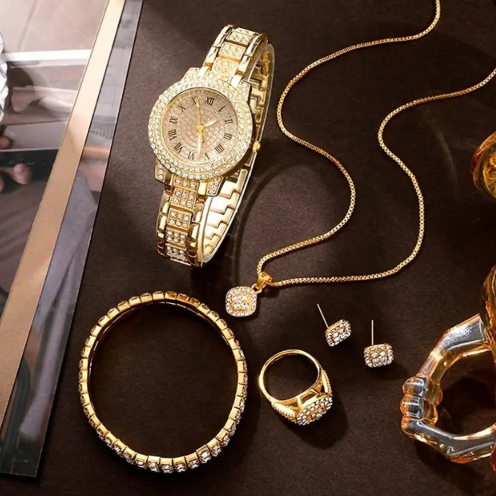 ساعة نسائية فاخرة مرصعة بالكامل بسوار فولاذي | Ladies High-end Watch With Diamond Studded Full Diamond Steel Linked