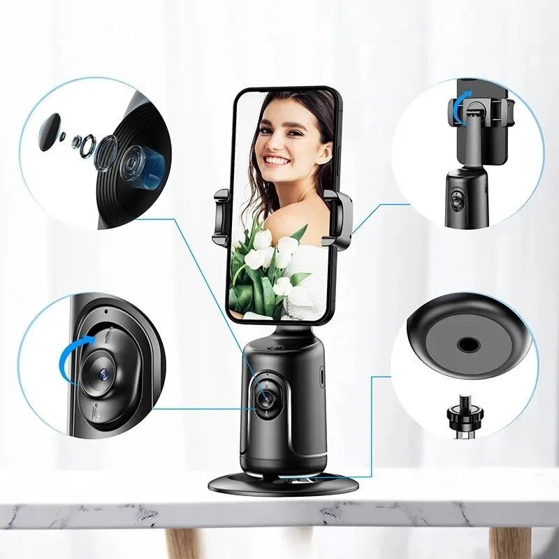 360 Auto Face Tracking Gimbal AI Smart Phone Holder | حامل هاتف ذكي بتتبع الوجه 360 درجة