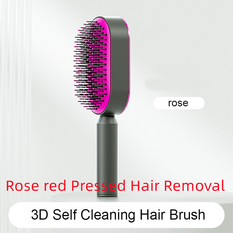 فرشاة شعر ذاتية التنظيف بضغطة واحدة مضادة للكهرباء لمساج فروة الرأس | Self Cleaning Hair Brush One-key Cleaning Anti-Static Airbag Massage Scalp Comb