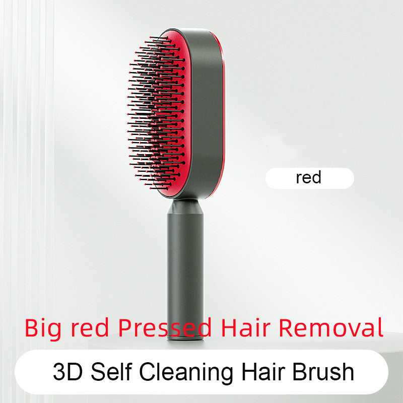 فرشاة شعر ذاتية التنظيف بضغطة واحدة مضادة للكهرباء لمساج فروة الرأس | Self Cleaning Hair Brush One-key Cleaning Anti-Static Airbag Massage Scalp Comb
