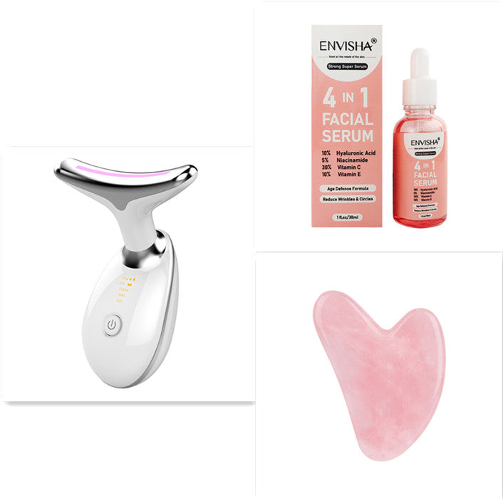 جهاز مساج EMS لشد الرقبة | EMS Thermal Neck Lifting Massager LED Photon Microcurrent Wrinkle Remover