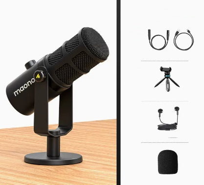 مايكروفون XLR احترافي للبث المباشر والتسجيل ثنائي الوضع | XLR USB Dual Mode Live Broadcast Recording Moving Coil Microphone