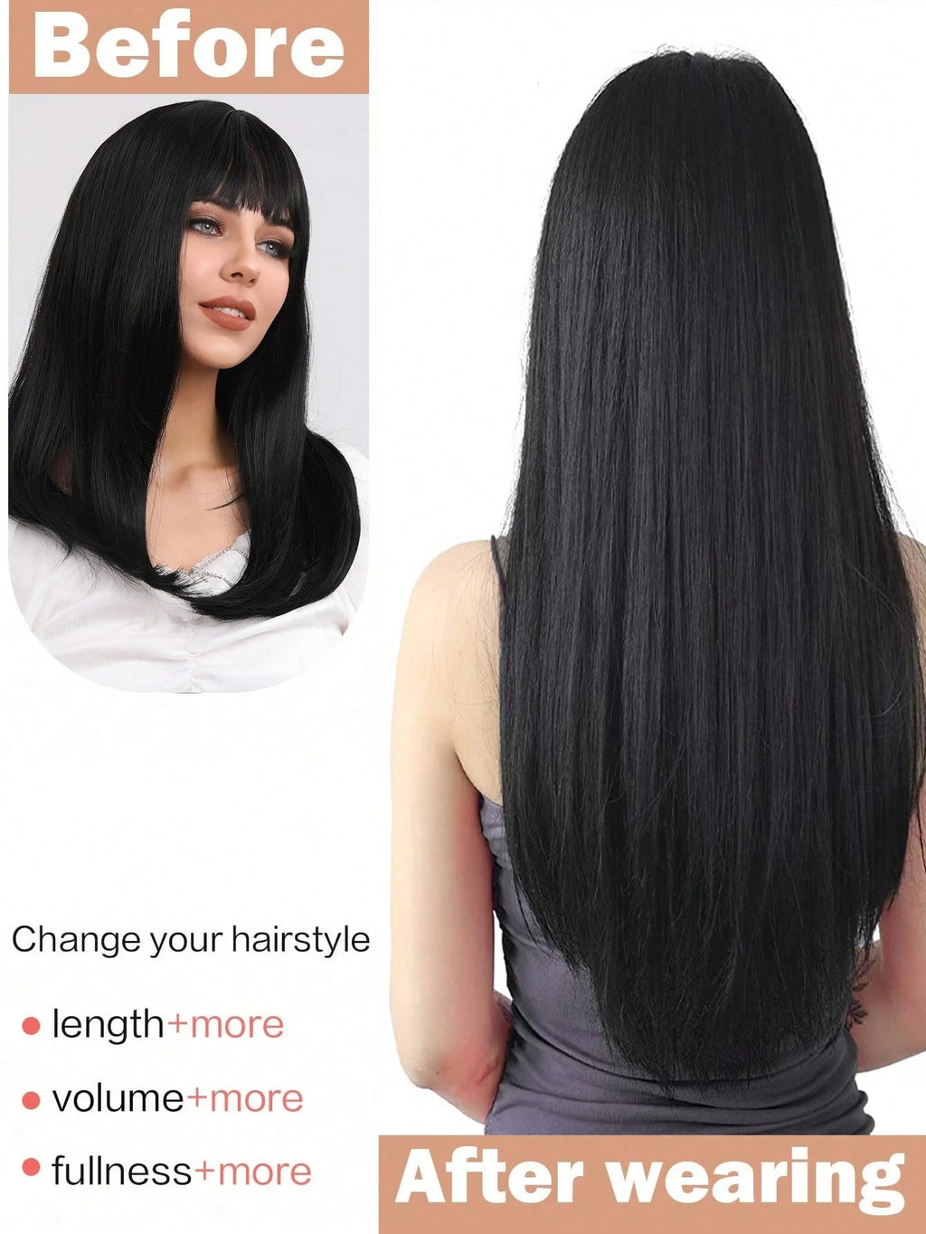 ZURO 16 Clips 22 Inch 7Pcs Black Straight Synthetic Hair Extensions for Women ZURO 16 مشبك – 22 إنش – 7 قطع – وصلات شعر صناعية مستقيمة سوداء للنساء