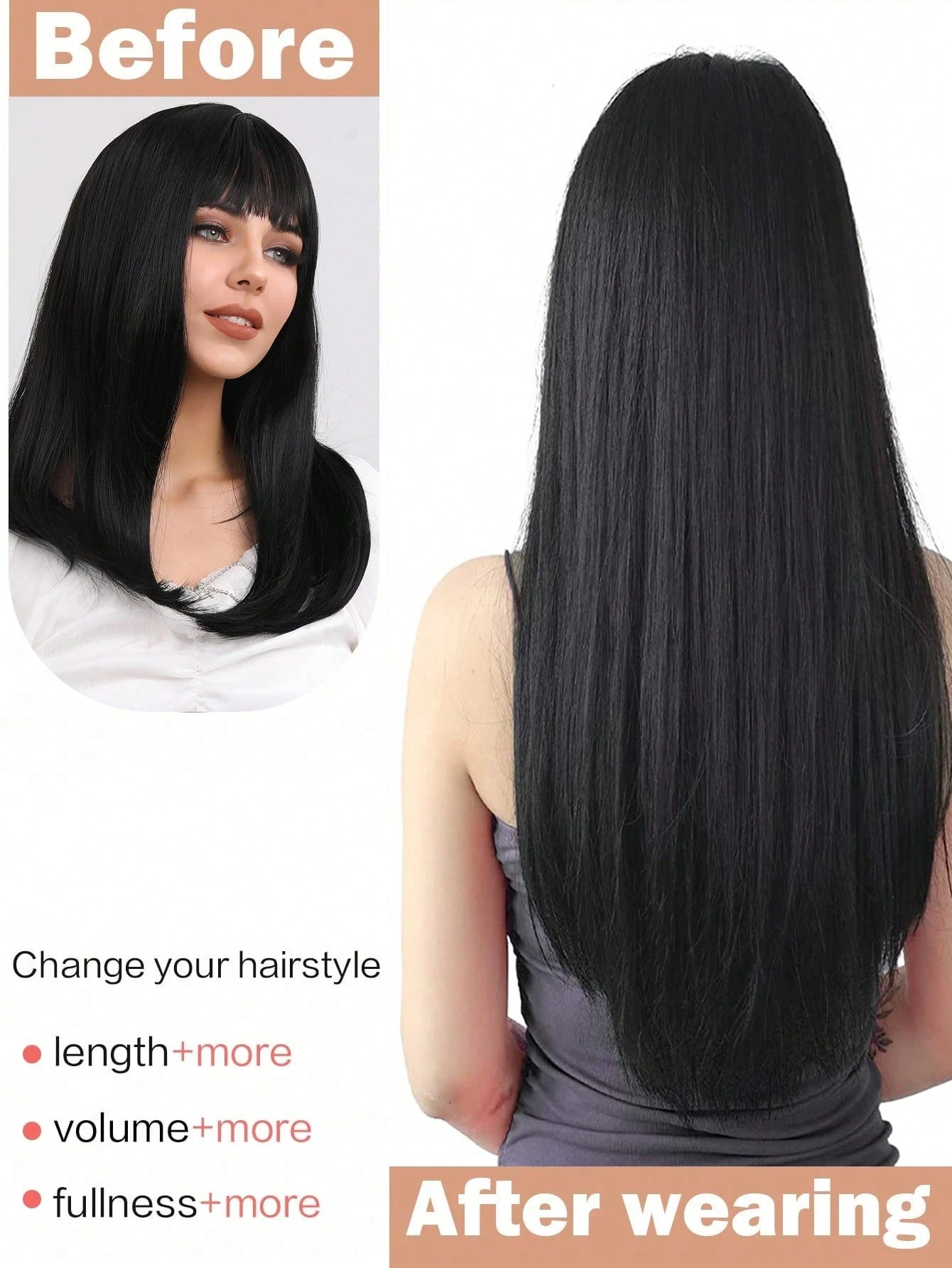 ZURO 16 Clips 22 Inch 7Pcs Black Straight Synthetic Hair Extensions for Women ZURO 16 مشبك – 22 إنش – 7 قطع – وصلات شعر صناعية مستقيمة سوداء للنساء