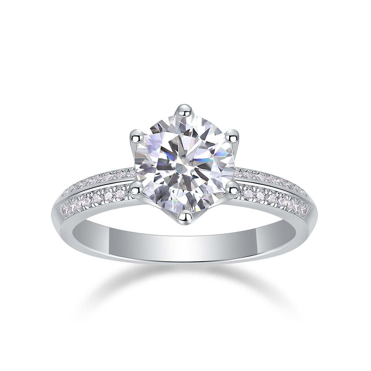 طقم خاتم زفاف موازانيت 2 قيراط فضة S925 مطلي بلاتين | Happiness Like A Flower - 2-Carat Moissanite Wedding Ring Set S925 Platinum-Plated