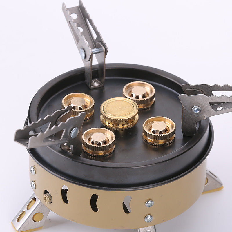 موقد غاز محمول مضاد للرياح للتخييم والرحلات الخارجية | Portable Windproof Camping Cookout Gas Stove Holder Set
