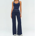 طقم يوغا نسائي بتوب بياقة V بدون أكمام وبنطال مستقيم صيفي | Womens Yoga Set V-neck Sleeveless Tops And Slim Straight Pants Summer Gym Sports