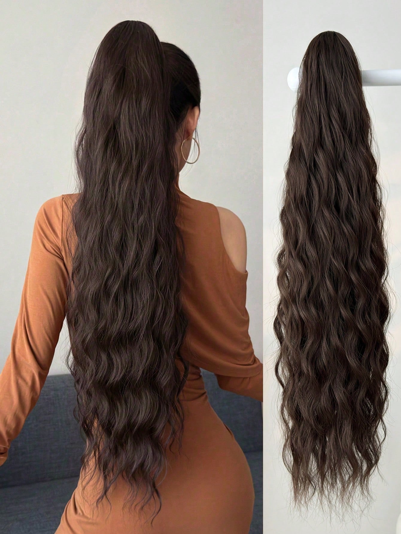 ZURO 32-Inch Long Wavy Synthetic Hair Extension, Heat Resistant Fiber Ponytail Clip-In, Suitable for Women & Girls, Party & Daily Use