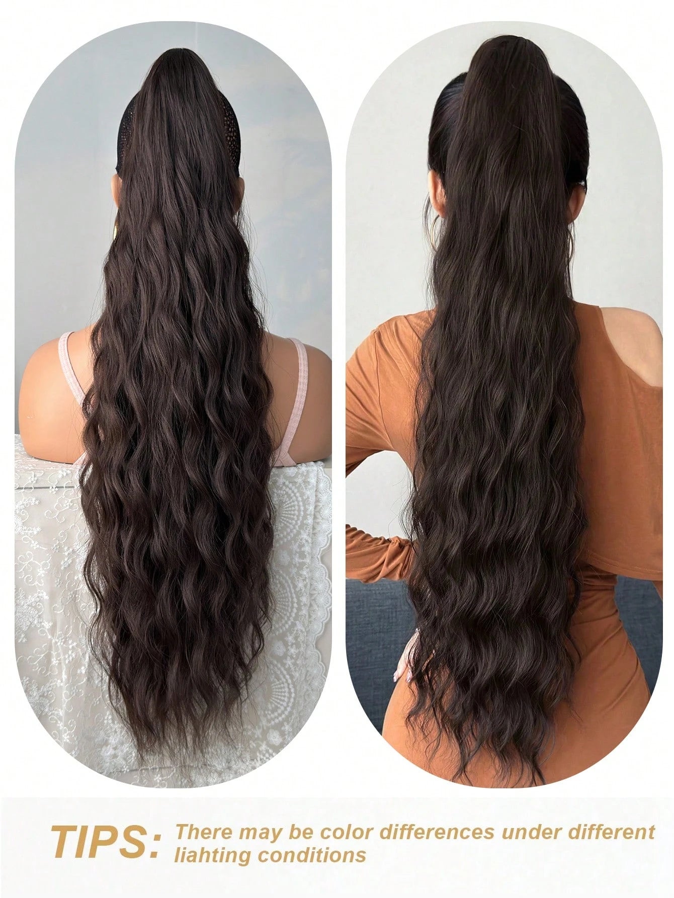 ZURO 32-Inch Long Wavy Synthetic Hair Extension, Heat Resistant Fiber Ponytail Clip-In, Suitable for Women & Girls, Party & Daily Use