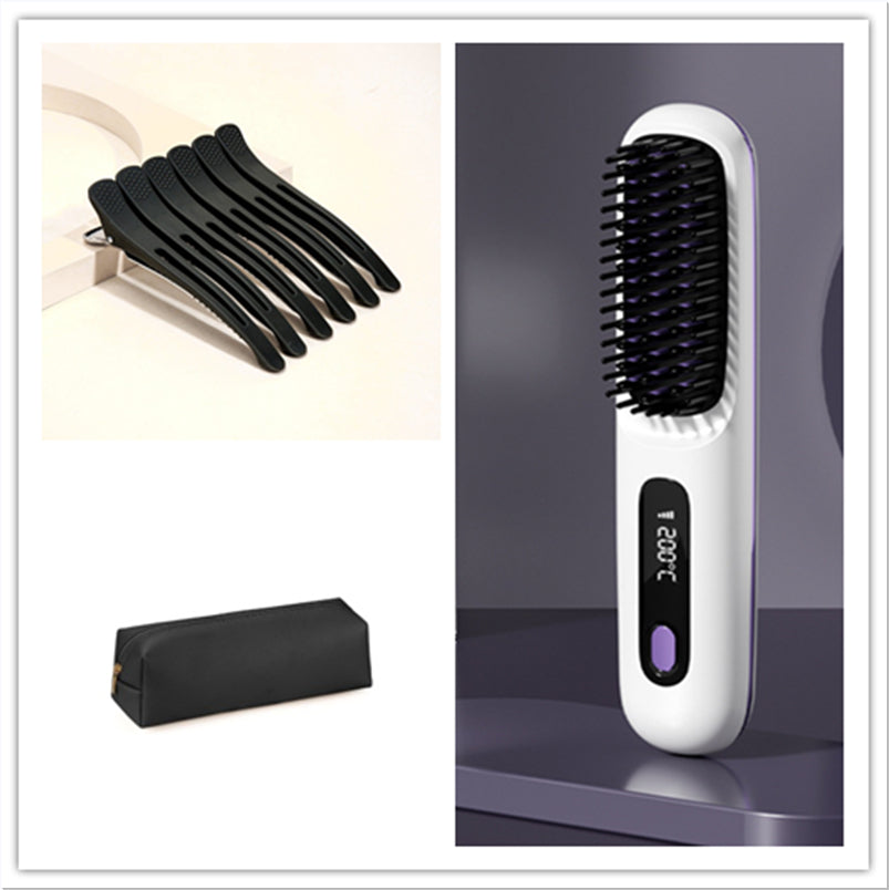 مشط تمليط لاسلكي 2 في 1 | 2 In 1 Straight Hair Comb Wireless Hair Straightener Brush