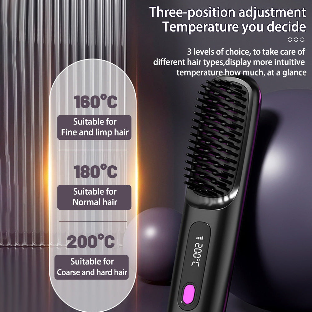 مشط تمليط لاسلكي 2 في 1 | 2 In 1 Straight Hair Comb Wireless Hair Straightener Brush