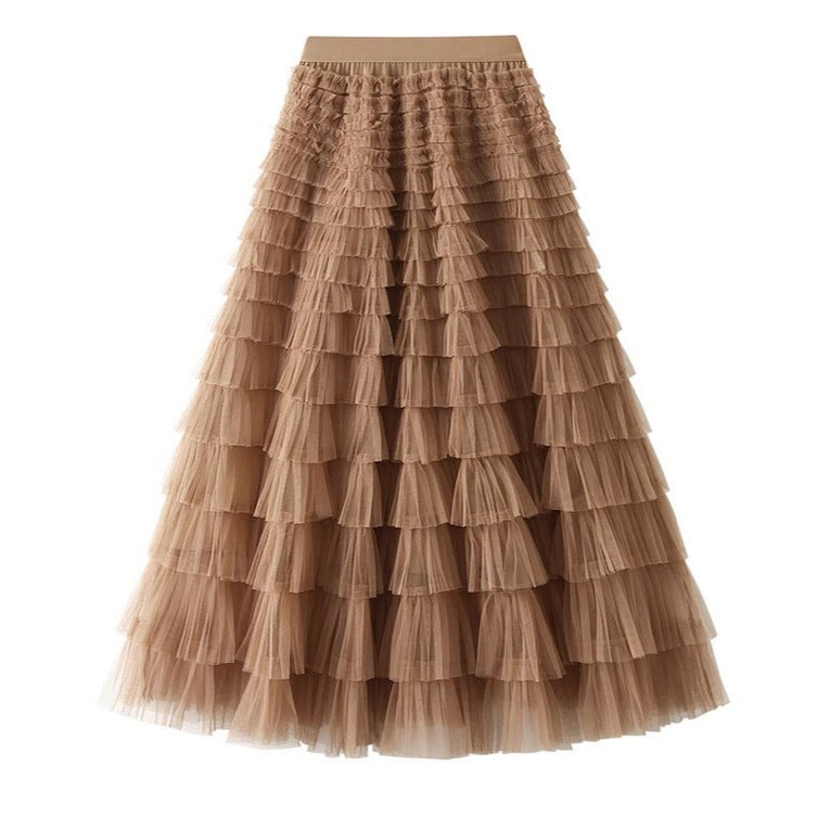 تنورة شبكية نسائية بطبقات للربيع | New Mesh Cake Skirt For Women Spring Style