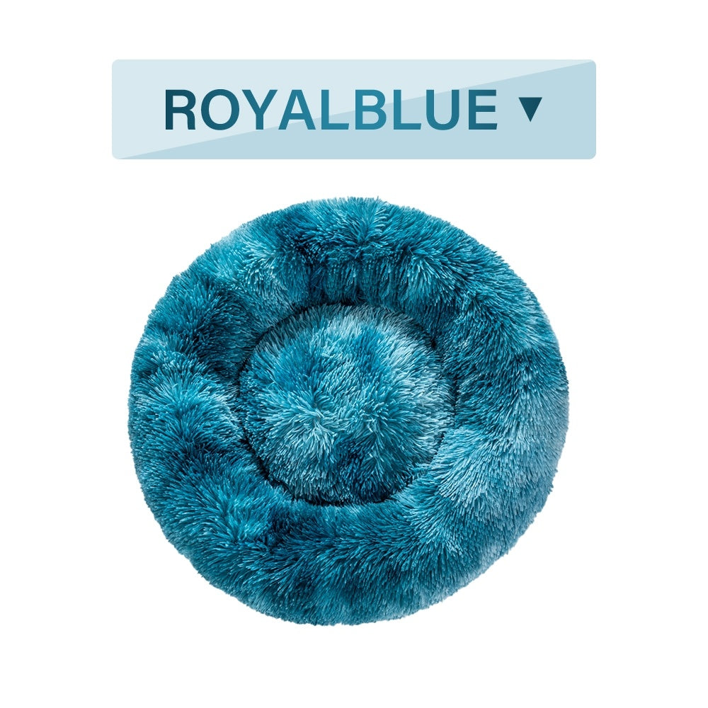 سرير كلاب دونات فخم ناعم ودافئ للحيوانات الأليفة | Fluffy Donut Dog Bed Warm Soft Long Plush Pet Cushion
