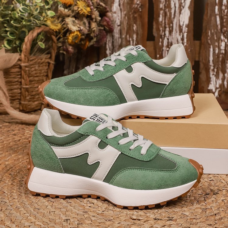 حذاء سنيكرز نسائي كاجوال بنعل سميك برباط | Womens Chunky-Soled Sneakers Lace-up Casual Shoes