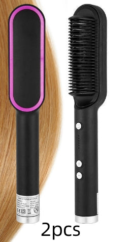 مكواة شعر 2 في 1 مع تجعيد | New 2 In 1 Hair Straightener Hot Comb Curling Tong Electric Hair Brush