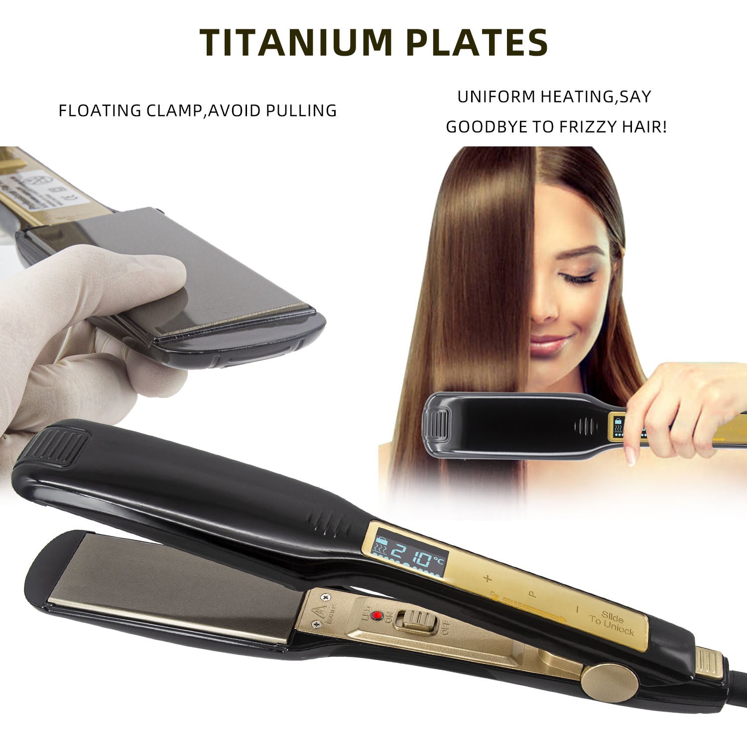 مكواة شعر كهربائية بشاشة لمس لصالونات التجميل | Touch Screen For Hair Salon Hair Styling Electric Hair Straightener