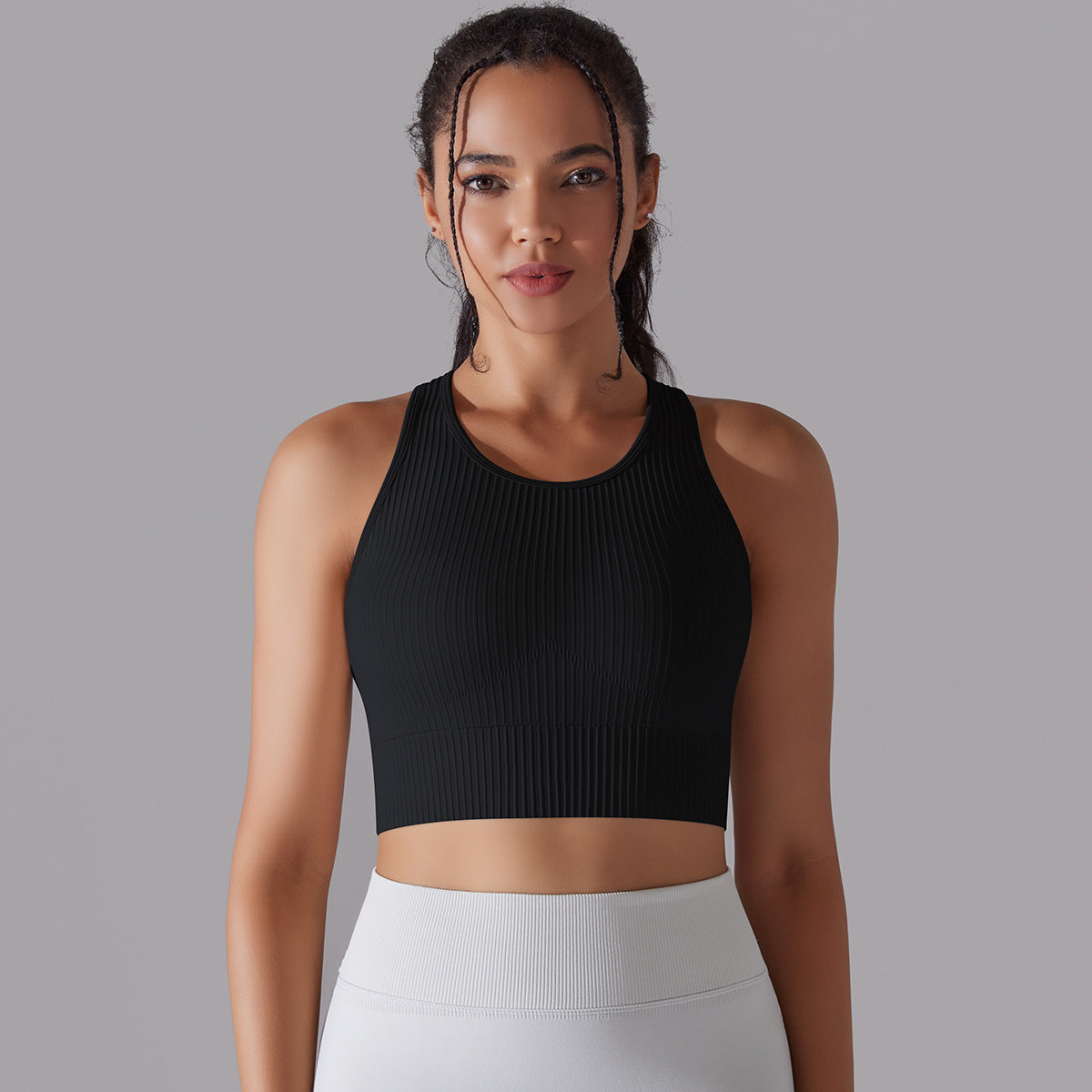 صدرية يوغا محبوكة سلسة بظهر جميل | Seamless Knitted Solid Color I-shaped Beauty Back Yoga Vest