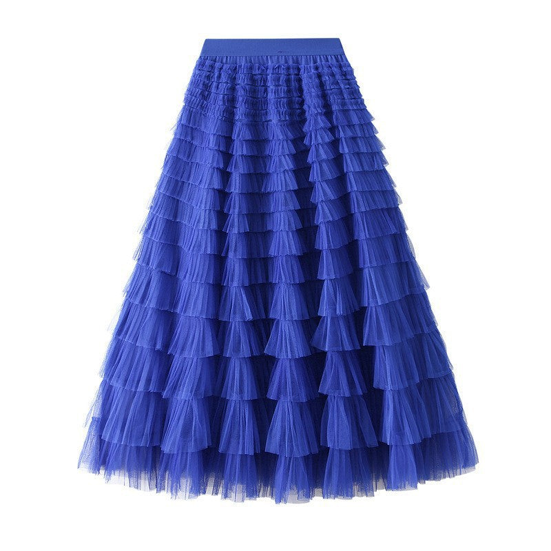 تنورة شبكية نسائية بطبقات للربيع | New Mesh Cake Skirt For Women Spring Style