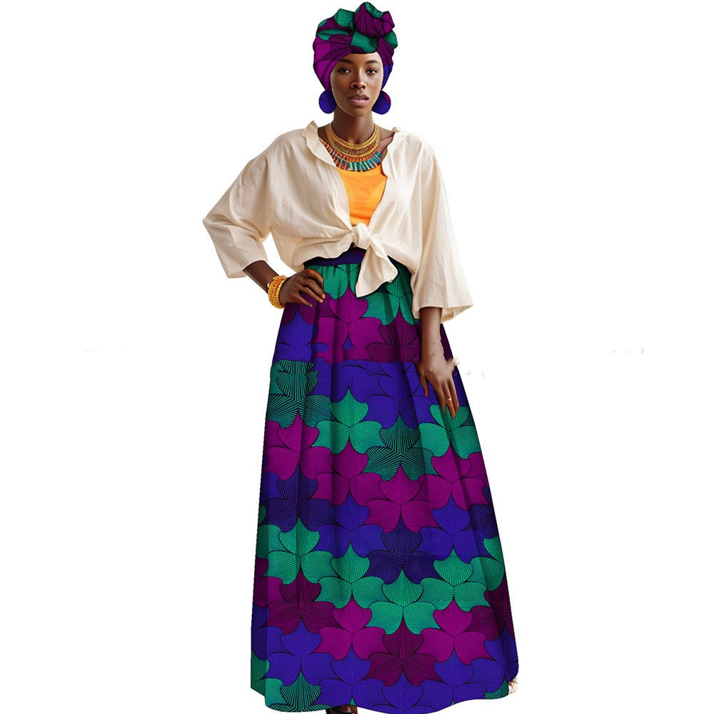 تنورة بطبعة أفريقية بجيوب | African-print A-line Skirt With Pockets