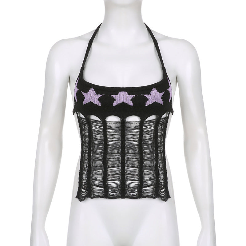 قميص بدون أكمام بتصميم مفرغ عصري | Spicy Girls Street Hip-hop Star Hollow Design Tank Top
