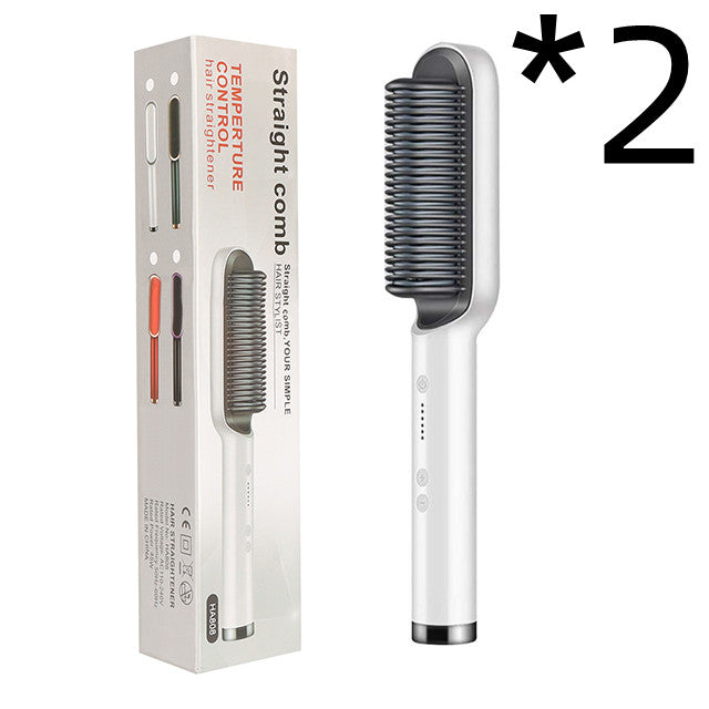 مكواة شعر 2 في 1 مع تجعيد | New 2 In 1 Hair Straightener Hot Comb Curling Tong Electric Hair Brush