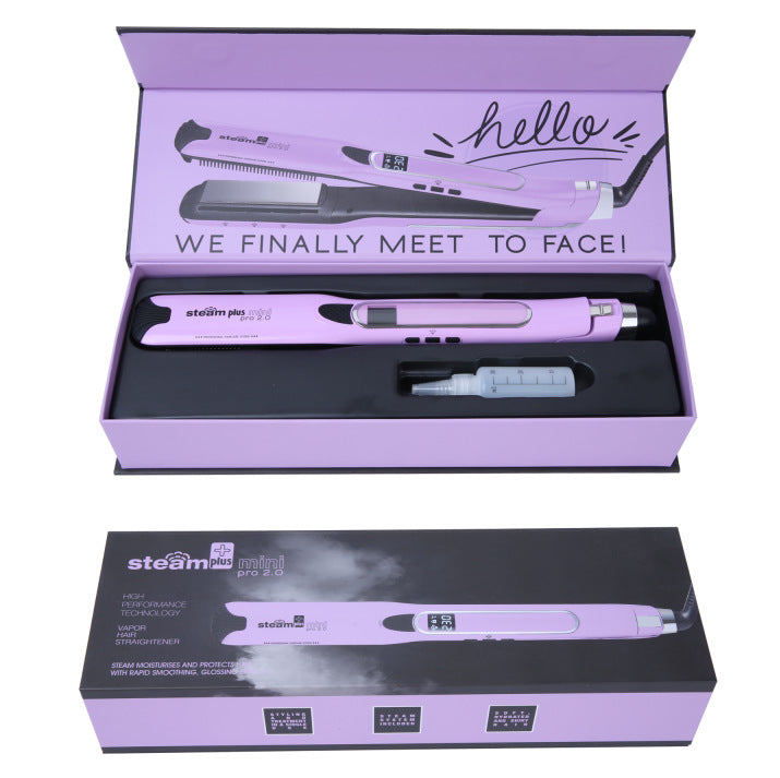 مكواة شعر بخار ميني للفرد والتمويج | Mini Steam Splint Spray Steam Hair Straightener For Curling Or Straightening