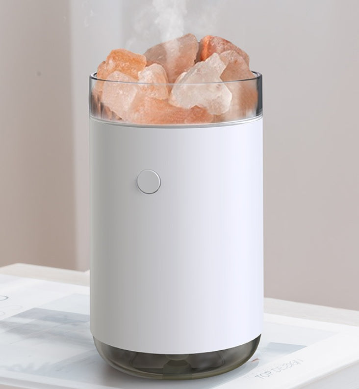Air Humidifier Crystal Salt Stone Desktop Aromatherapy Essential Oil Ultrasonic Diffuser With LED Lamp | جهاز ترطيب الهواء بحجر الملح البلوري مع زيوت عطرية وإضاءة LED