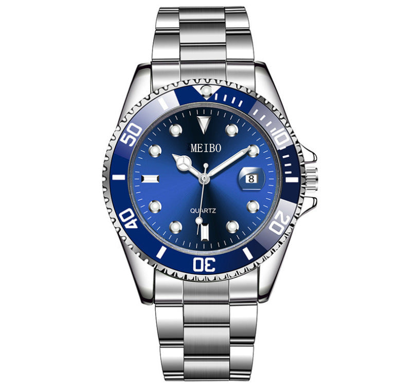 ساعة رجالية بسوار فولاذي وتقويم وعدسة تكبير | Magnifying Glass Calendar Men's Watch With A Steel Strap