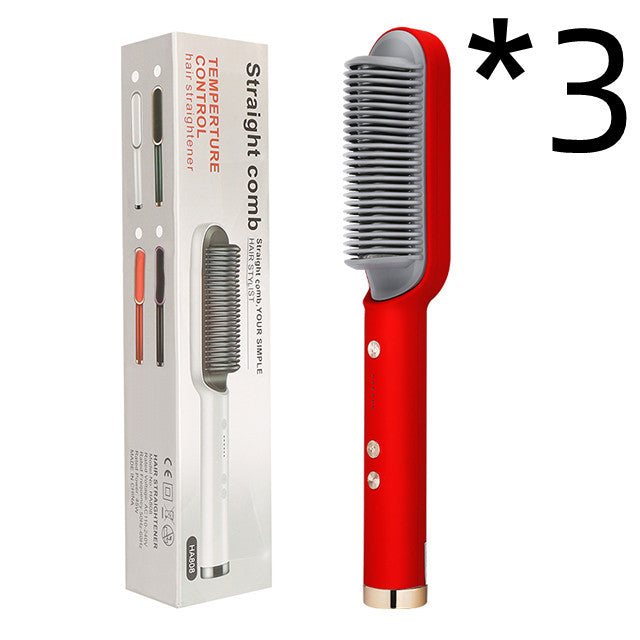مكواة شعر 2 في 1 مع تجعيد | New 2 In 1 Hair Straightener Hot Comb Curling Tong Electric Hair Brush