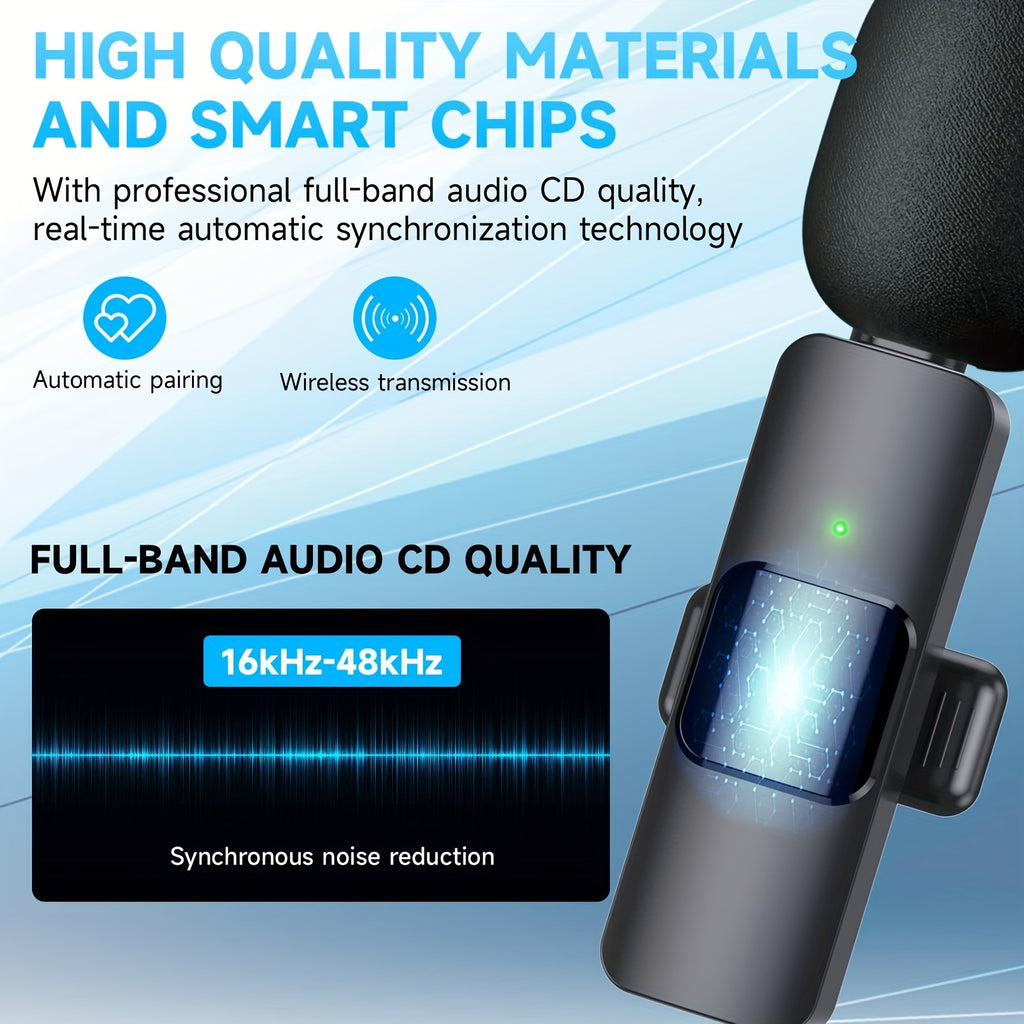 ميكروفون لافالير لاسلكي لـ iPhone وiPad احترافي | Wireless Lavalier Lapel Microphone for iPhone iPad