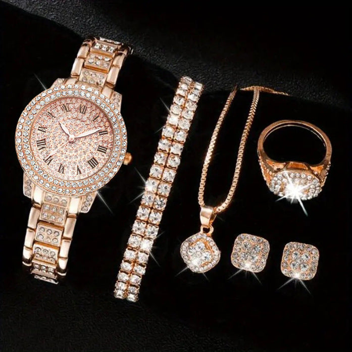 ساعة نسائية فاخرة مرصعة بالكامل بسوار فولاذي | Ladies High-end Watch With Diamond Studded Full Diamond Steel Linked