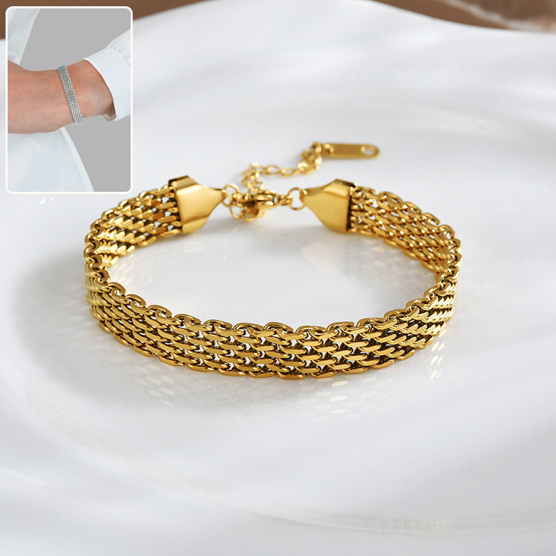 سوار سلسلة نسائي ذهبي/فضي | Women's Chain Bracelet Business Casual Golden Silver