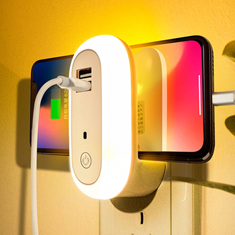 مصباح جداري LED بسيط مزود بمقبس تحكم عن بعد USB، مع مؤقت لتعتيم الإضاءة الليلية، مناسب لغرف النوم والمعيشة والممرات.