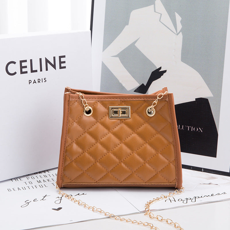 حقيبة كتف صغيرة بسلسلة بخياطة معينية مربعة للنساء | Mini Chain Shoulder Bags Rhombus Sewing Small Square Bags For Women