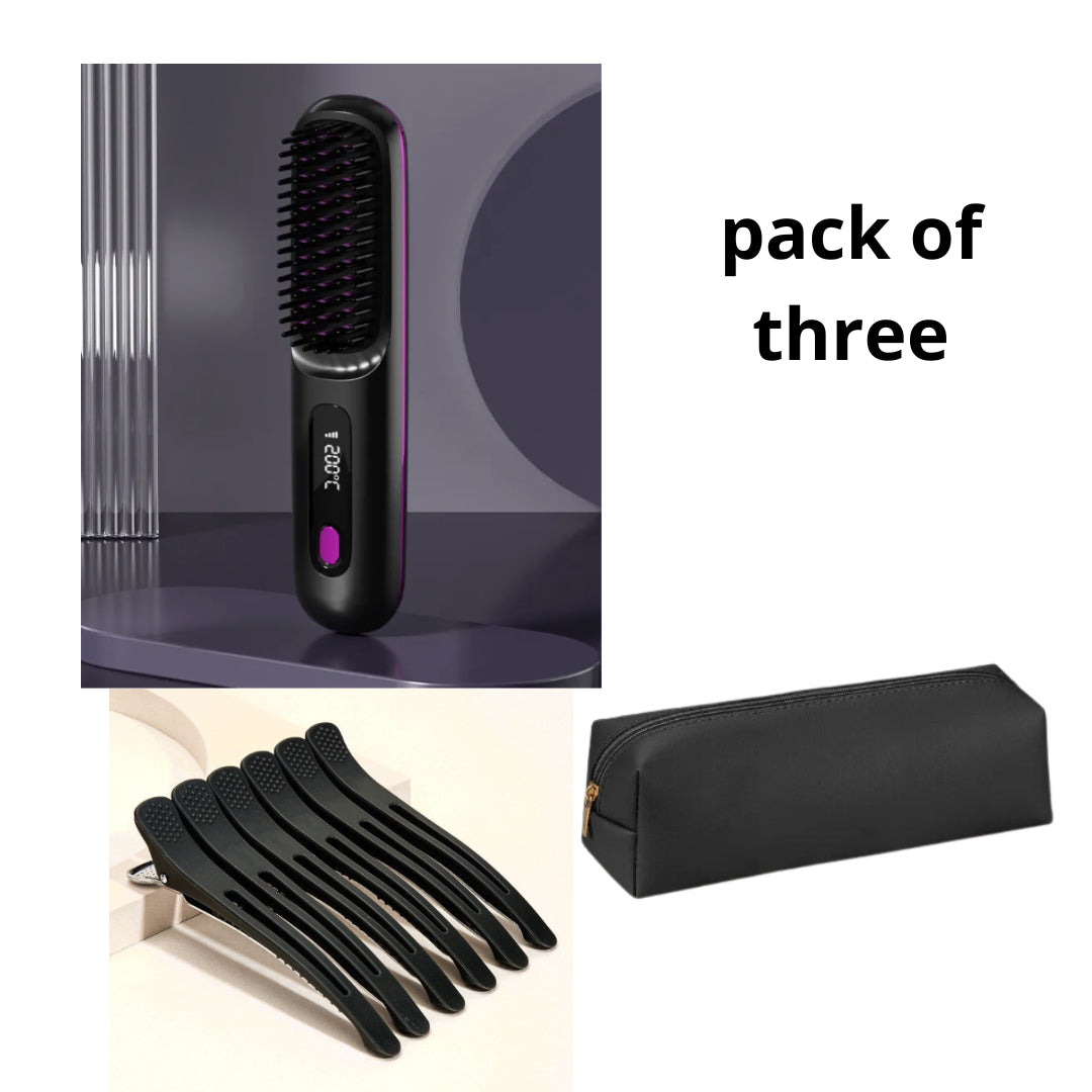 مشط تمليط لاسلكي 2 في 1 | 2 In 1 Straight Hair Comb Wireless Hair Straightener Brush