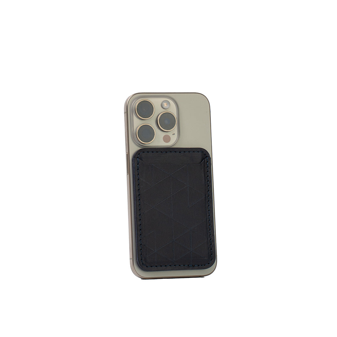 محفظة جلد طبيعي بنقش Vectors متوافقة مع MagSafe صناعة يدوية أوروبية | Leather Wallet MagSafe Classic Vectors Handmade Europe