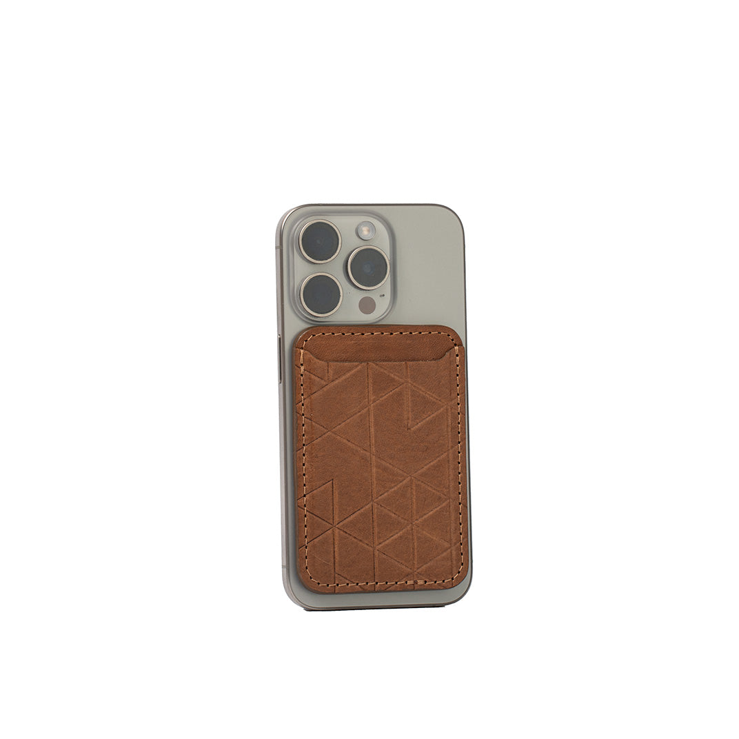 محفظة جلد طبيعي بنقش Vectors متوافقة مع MagSafe صناعة يدوية أوروبية | Leather Wallet MagSafe Classic Vectors Handmade Europe