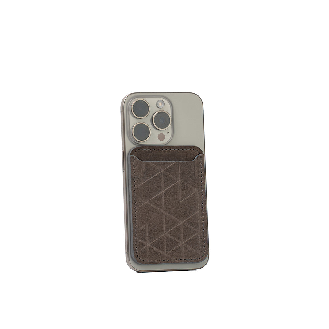 محفظة جلد طبيعي بنقش Vectors متوافقة مع MagSafe صناعة يدوية أوروبية | Leather Wallet MagSafe Classic Vectors Handmade Europe